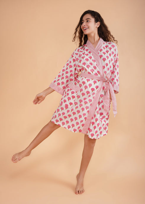 Women's Short Dressing Gown Genda Pink